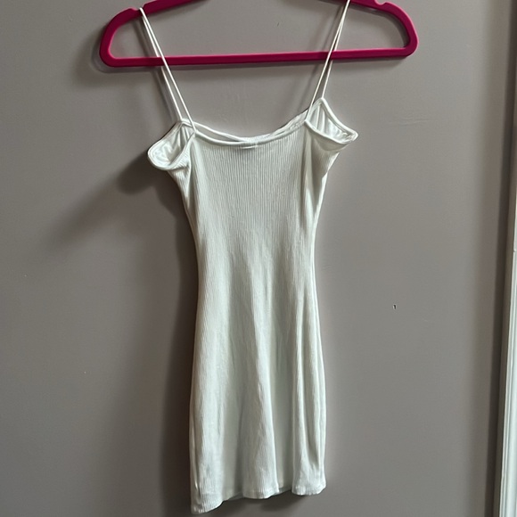 Windsor Basic White Ribbed Trendy Cotton Bodycon Tank Mini Dress Size S Lined - Picture 4 of 4